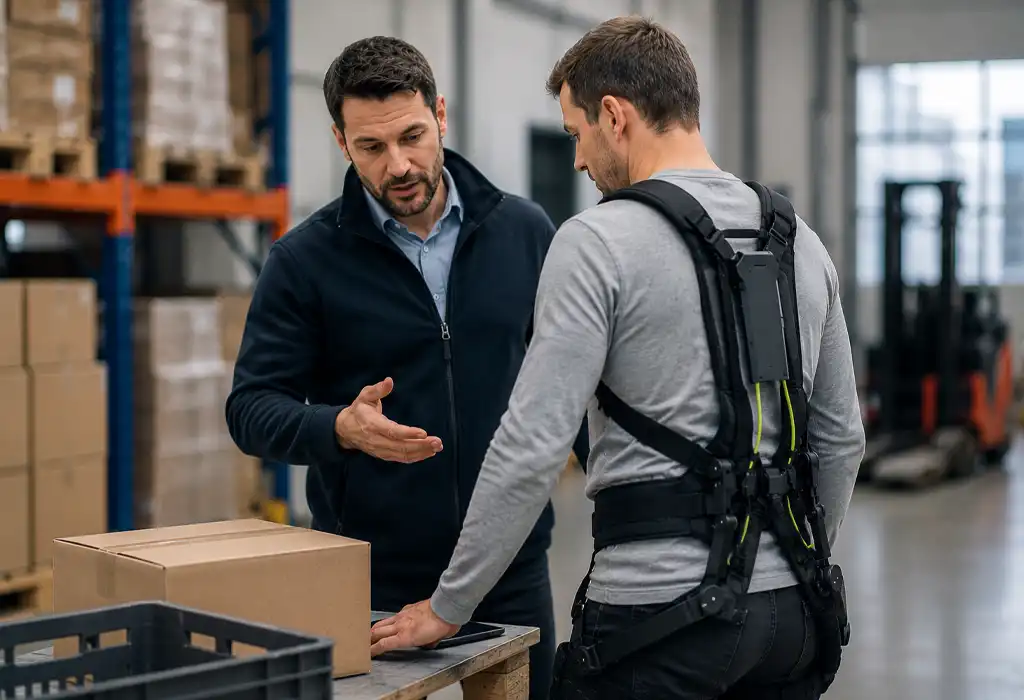 Passives Exoskelett BionicBack zur ergonomischen Unterstützung